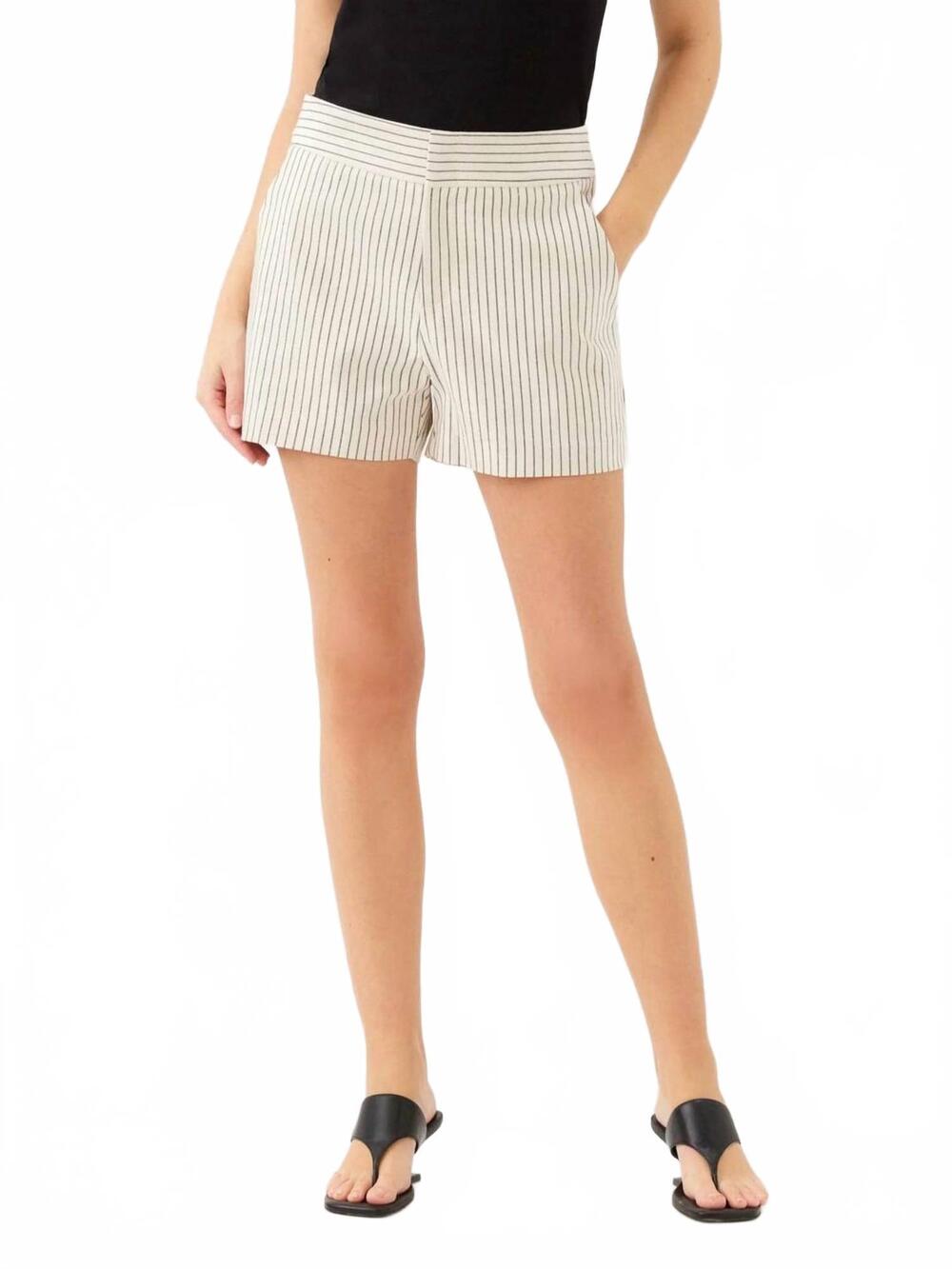 NEW FIFTEEN TWENTY women's modern shorts in cream with black